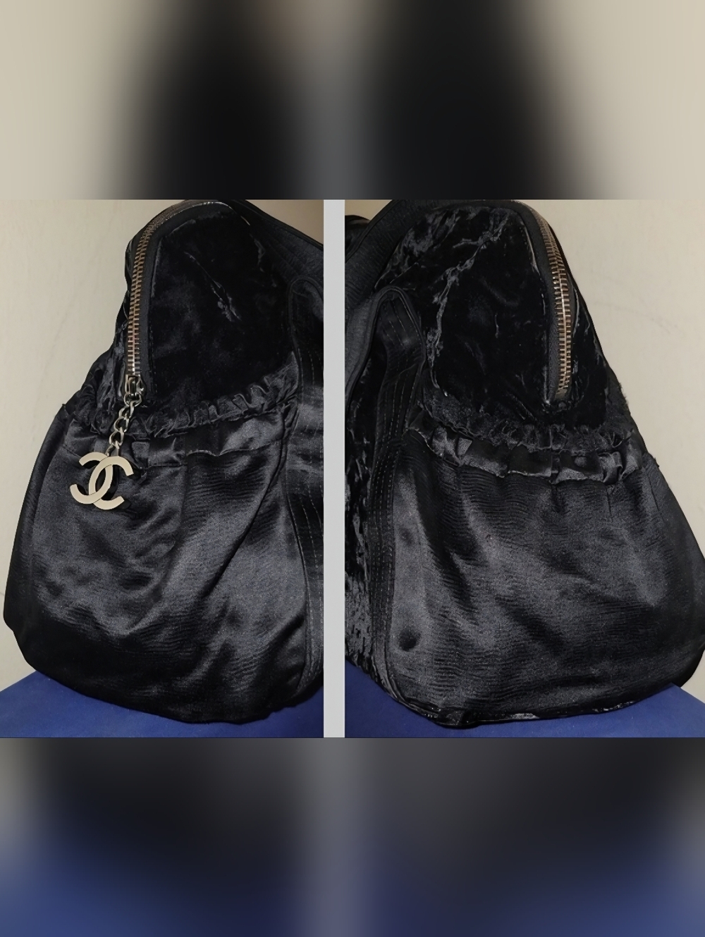 Chanel Vintage Black Velour Tote Handbag - Picture 13 of 15